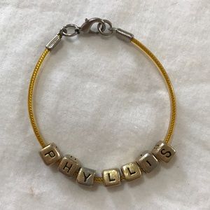 PHYLLIS Block Letter OldSchool Metal Bead Bracelet